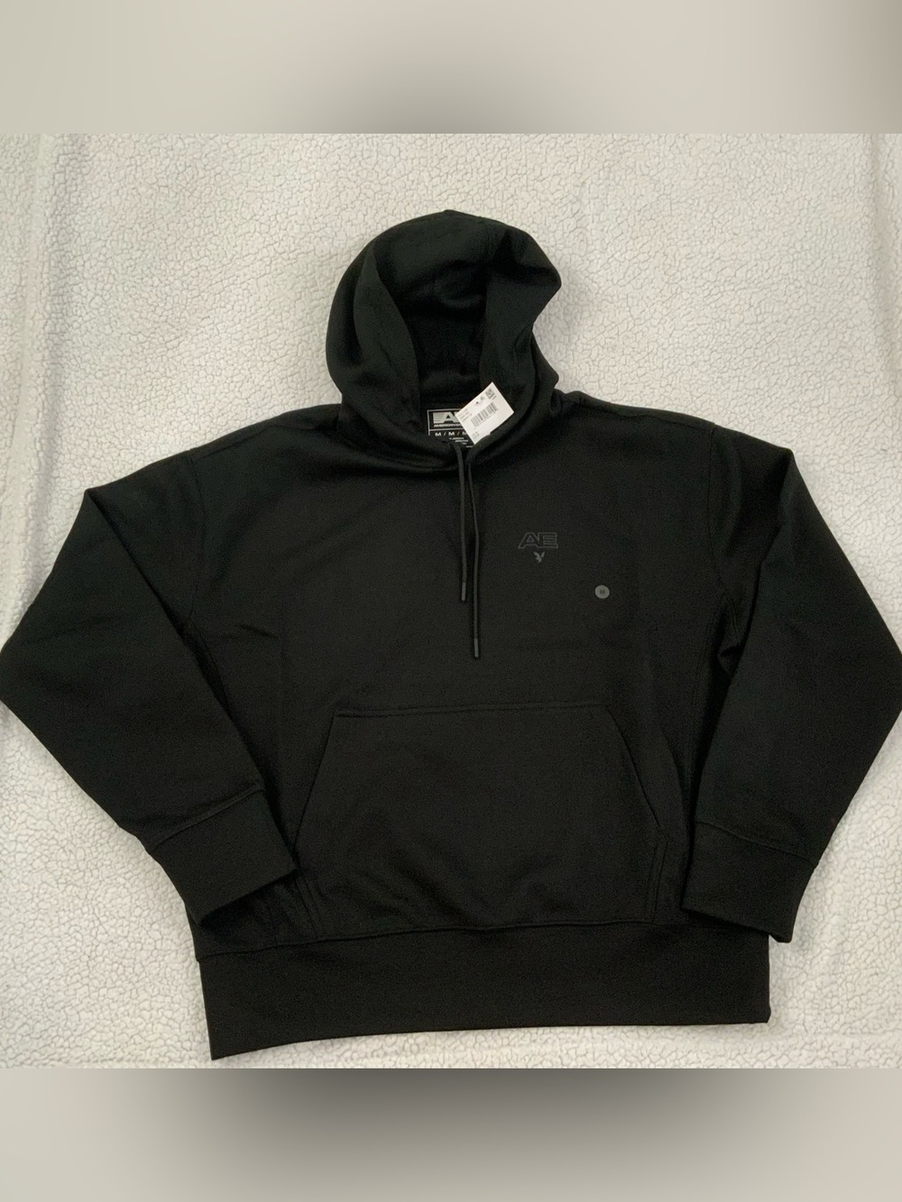 American Eagle 24/7 Hoodie Fleece Pullover Men's Size M Black New Streetwear